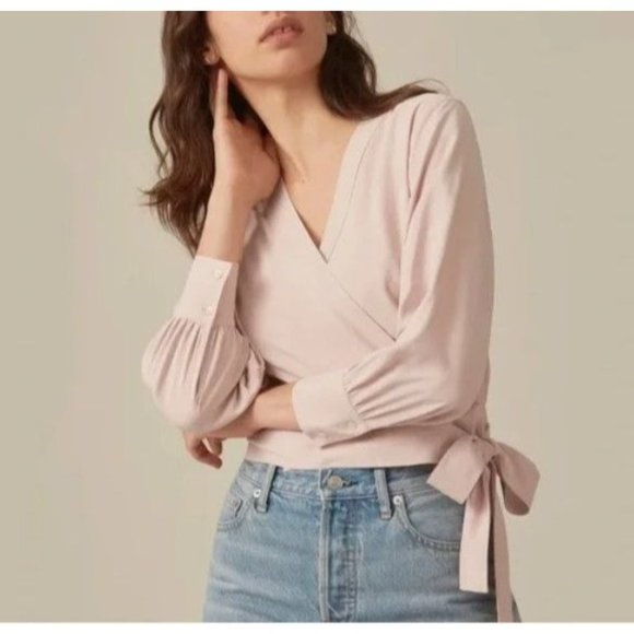 Everlane Washable Silk Wrap Top in Rose Size 00 NEW! - Picture 1 of 9